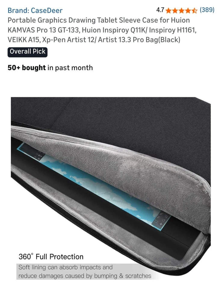 Durable Canvas Sleeve with Extra Pocket for Drawing Tablets - Image 4 of 4