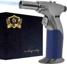 Dual Flame Butane Torch Gun - Refillable Luxury Hand Held Mini Blow Blue 