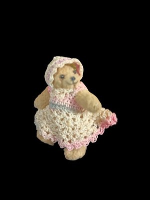 Miniature Antique Teddy Bear Crochet Fine Details Hand Sewn