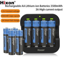 1.5V Rchargeable AA Lithium Batteries 3500mWh 1500 Cycles, AA Batteries Charger