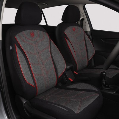 2x Sitzbezüge passend für Land Rover Range Rover 2 (Schwarz-Rot) MT2