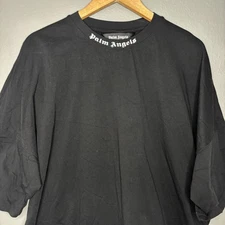 Palm Angels Shirt Mens XL Black Gothic Logo Oversized Designer Tee Streetwear