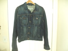 Vintage 90's Denim Jean Jacket Express Distressed Indigo Blue Classic Button EUC