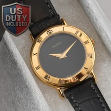 New Batt. "MINT" GUCCI 3000.2.L Quartz Gold Dial Women Watch Swiss Made JAPAN