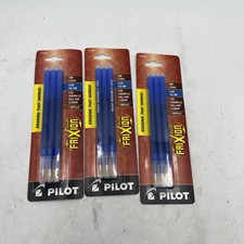Lot Of 3 Pilot FriXion Ball Erasable Gel Ink Refills, Fine Point, 3 Packs Blue