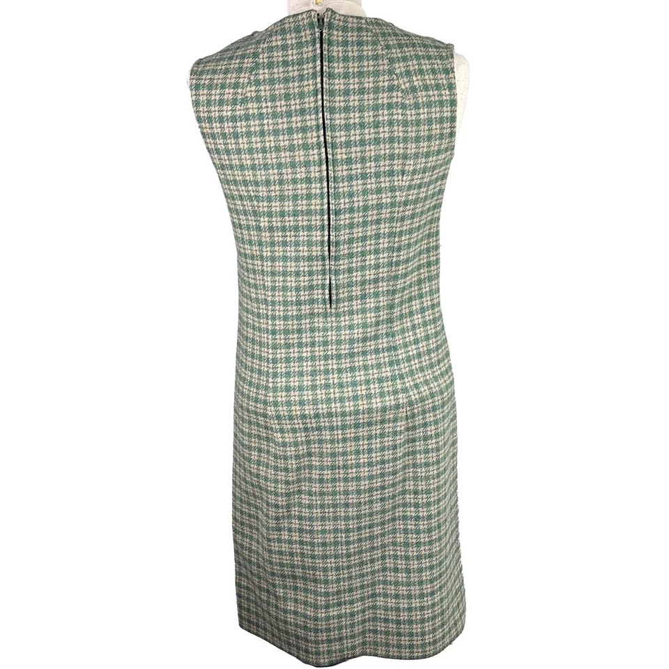 Vestido Pendleton Vintage 100% Lana Virgen Talla 10 Verde Pata de Gallo Sin Mangas Foto 2 de 4