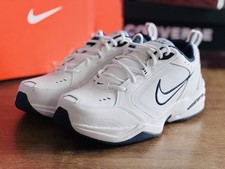 Men  s Size 10 Nike Air Monarch IV 4E Extra Wide White Navy Silver 416355-102 NIB