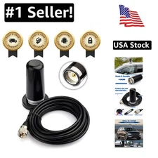 Low Profile VHF UHF Mobile Ham Radio Antenna with Strong Magnetic Base