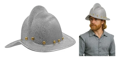 NICKY BIGS NOVELTIES Adult 16th Century Silver Knight John Smith Spanish Conquistador Hat Helmet Prop