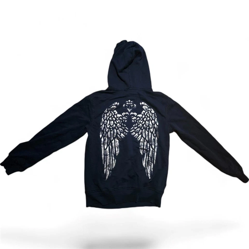 Nueva sudadera con capucha para hombre Affluence by Affliction azul marino manga larga cremallera alas S-XL Foto 2 de 2