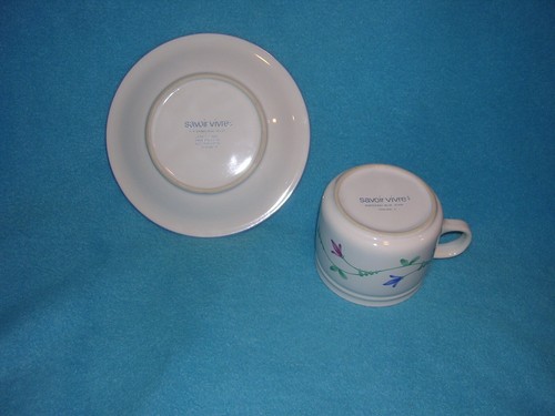 Portofino Blue by Savoir Vivre Flat Cup and Saucer, Pattern Number JF036, New - Picture 3 of 3