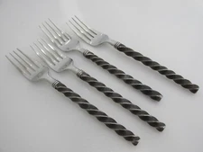 4 Hampton Silversmiths Dinner Fork Twisted Black Twist Iron Handle Stainless Fe