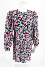 NEW ZARA Black multi color Mini printed floral dress long sleeve size M # B743
