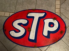 Antique style Barn Find Look STP Gas Oil Dealer Sales Sign Service Station