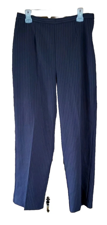 TRAJE PANTALÓN USADO DANNY & NICOLE 2 PIEZAS AZUL CON RAYAS ROSA TALLA 14 Foto 4 de 4