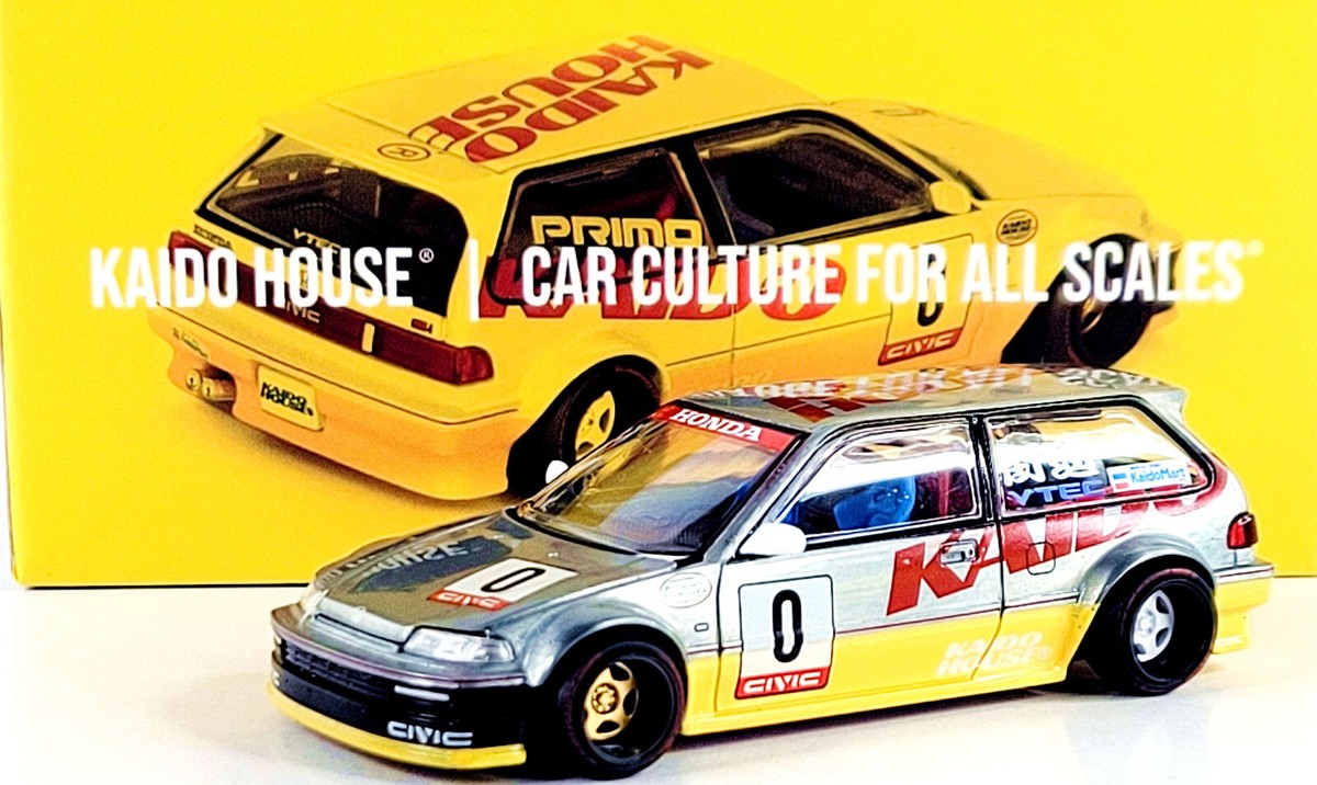 街道ハウス Honda Civic (EF) Kanjo V1 (チェイス) Kaido House x Mini GT 1:64 Honda Civic (EF) Kanjo V1 White
