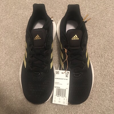 Size 6.5 - adidas PureBoost 21 Black Gold Metallic