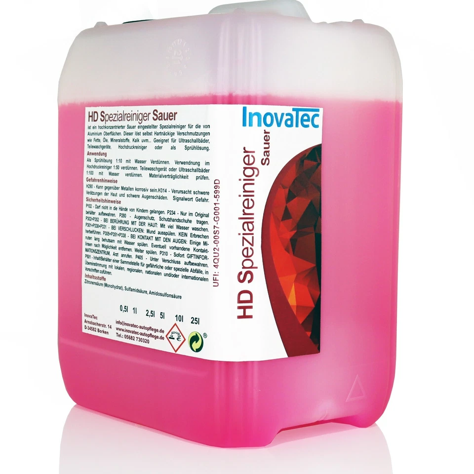 INOVATEC 5l HD Spezialreiniger Sauer Ultraschallreiniger HD Reiniger Kalklöser Konzentrat