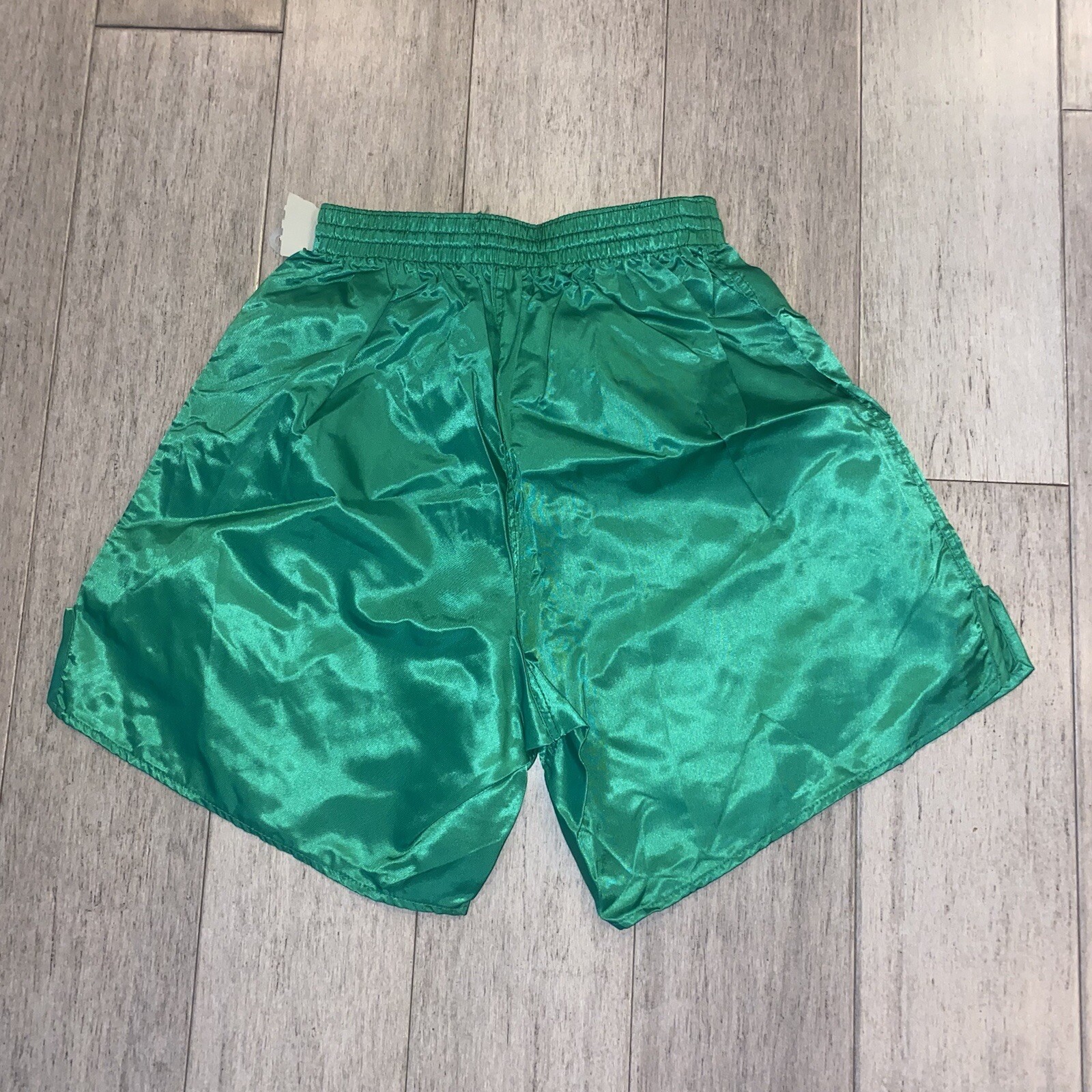 NOS Vtg 80s Soccer Shorts Mens SMALL Shiny Glanz Nylon Wet Look Green