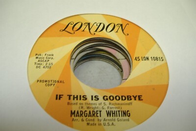 Pop Promo 45 Margaret Whiting - If This Is Goodbye / Somewhere There'S Love On L