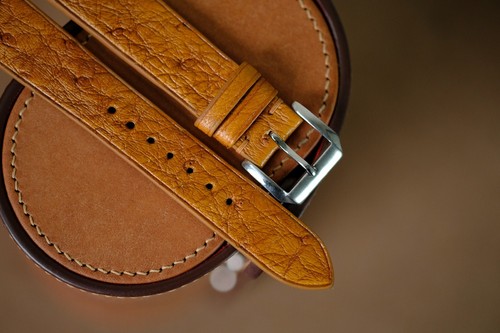Thin flat form ostrich leather watch strap band size 18/16 (can change size) - Picture 2 of 5