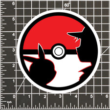 Pikachu with Ash POKEMON STICKER DECAL -Pokeball Circle- 4 Different Sizes