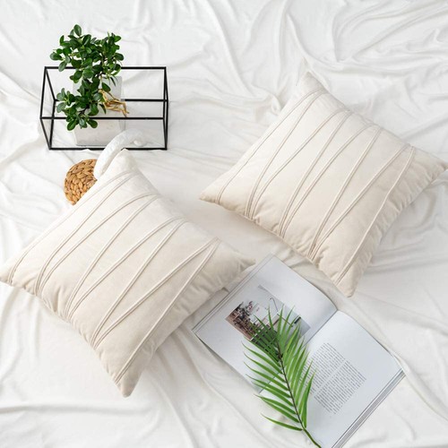 Pack of 2 Velvet Applique Cushion Covers Home Decor Striped Throw Pillow Cases - Picture 72 of 196
