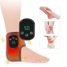 Cordless Electric Heated Ankle Wrap Brace Massage with Vibration for Pain Relief