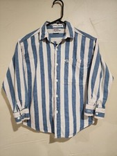 GUESS Georges Marciano Striped Shirt Boys 12 Striped Blue White Button Down Kids