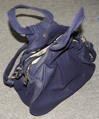 Damen Handtasche Griffe Schulterriemen taubenblau Kunstleder 26 x 20 x 15 cm neu - Bild 8 von 10