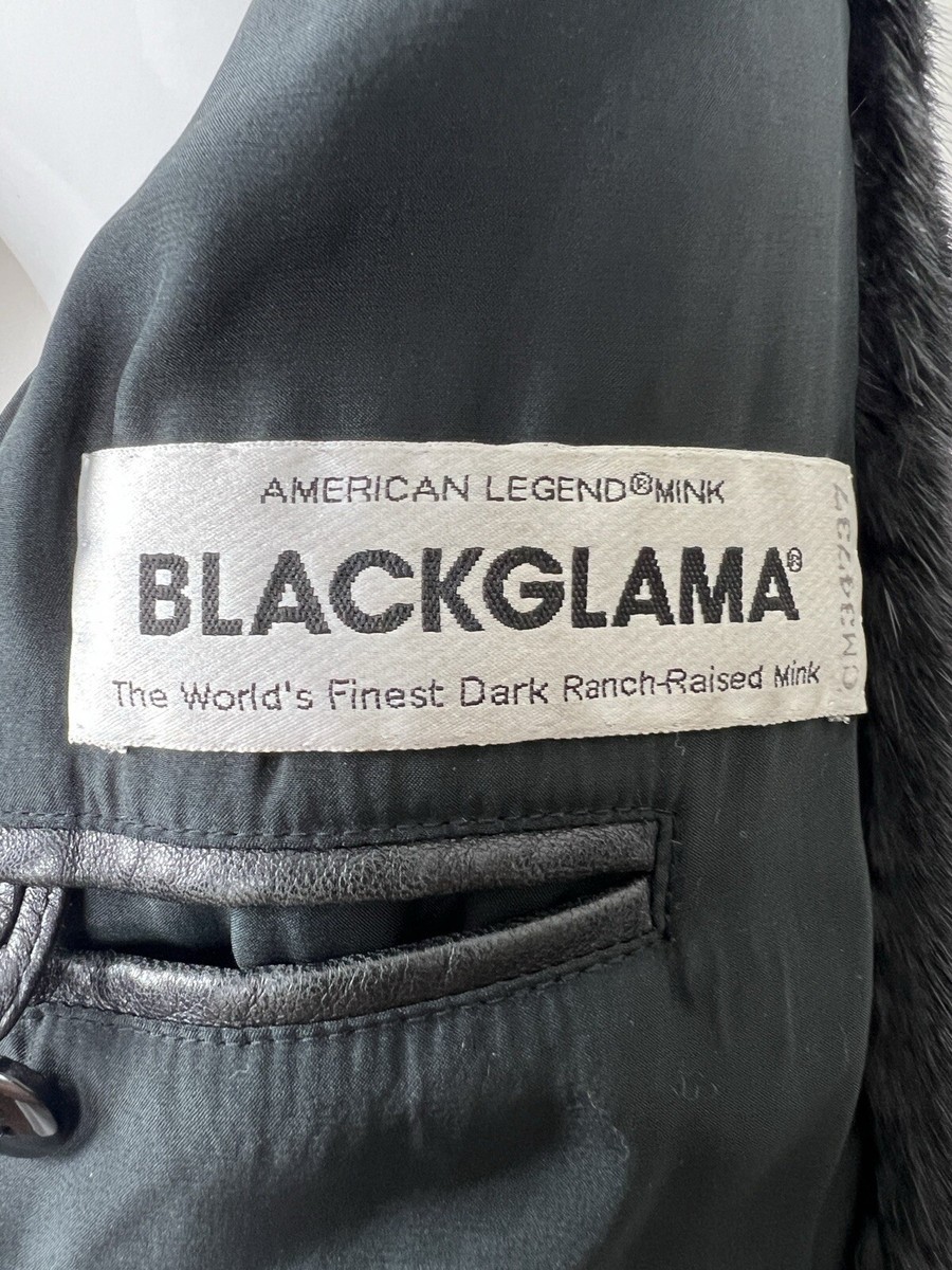 Men's BLACKGLAMA Real Mink Fur Hooded Zip Bomber Jacket Coat Black