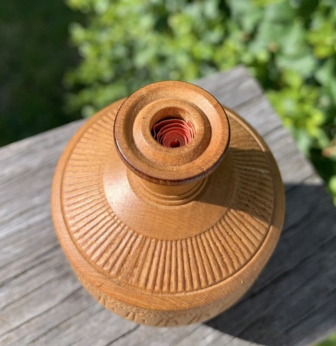 Vintage Turned Wood Treen Anointing Oil Perfume Bottle & Finial Stopper - Picture 7 of 10