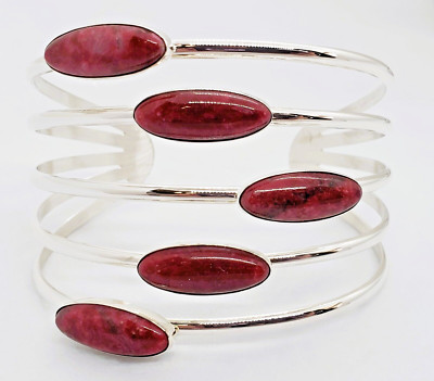 Jay King Bracelet Thulite Cuff 7 1/4'' Sterling Silver DTR Mine Finds 845