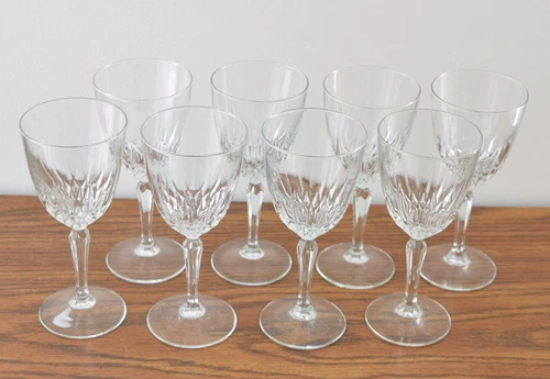 Set of 8 Diamant Cristal D'Arques Durand Crystal Wine Glass Stemware 6-3/4" 8 oz