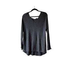 Joan Vass Studio V Neck Cashmere Blend Gray Sweater Long Sleeves Womens Size XS