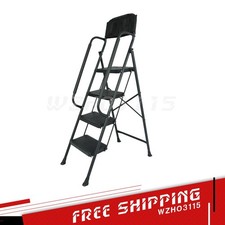4 Step Ladder Handrails  Attachable Tool Bag, Folding Step Stool Ladder 330 lbs