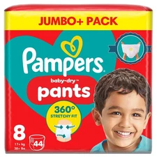 Pampers Baby-Dry Nappy Pants Size 8 Jumbo+ Pack 44 Pack