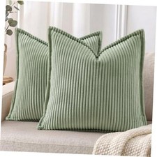 Corduroy Summer Throw Pillow Covers 24x24 Set 24" x 24" Pack of 2 Sage Green
