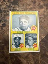 Babe Ruth / Hank Aaron / Mays 1973 Topps All Time HR Ldrs Card #1 