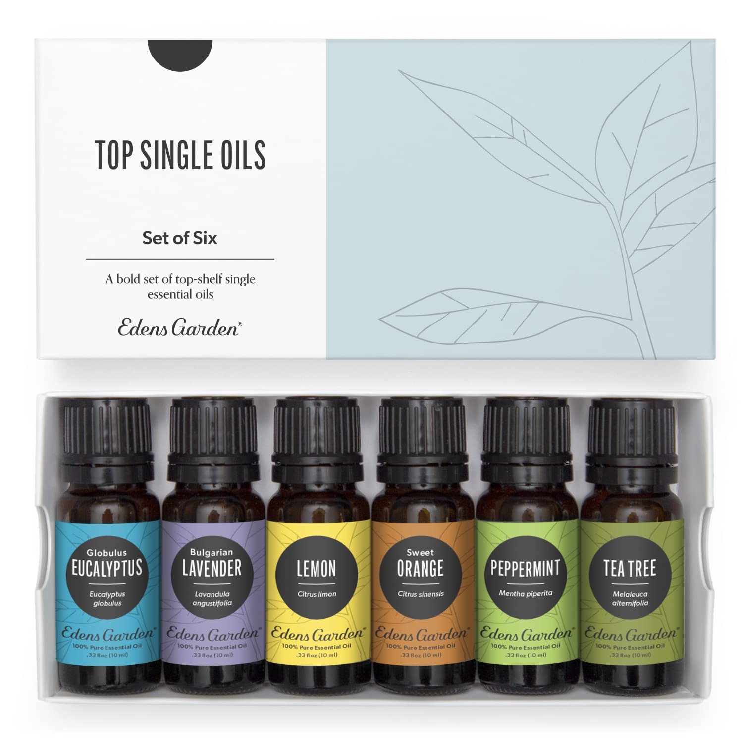 Edens Garden Top Essential Oils 6 Set – 100% Pure 0.33 Fl Oz (Pack of 6)