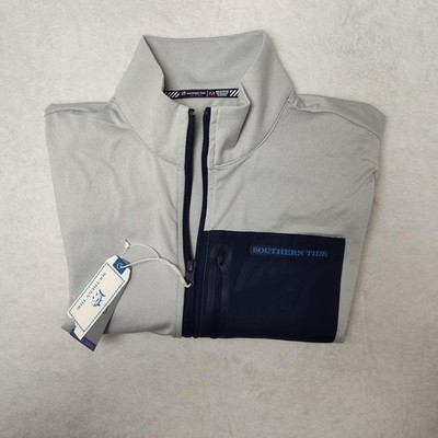 Southern Tide Windbreaker Mens M Gray Tide To Trail Full Zip Thumbholes