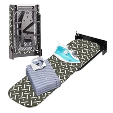Wall-Mounted 180° Rotating Steel Frame Folding Ironing Board with iron holder