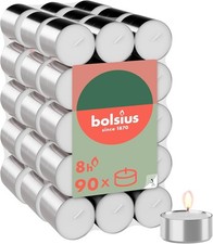 Bolsius - Large Pack of Tea Lights - 90 Pieces - 8 Burning Hours - White - Long