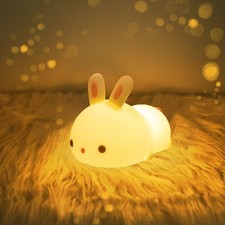 Cute Bunny Night Light, USB Rechargeable Kids Night Light, Warm White and 16 ...