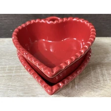 Williams-Sonoma Heart-Shaped Ceramic Baking Dish Red Lot of 2