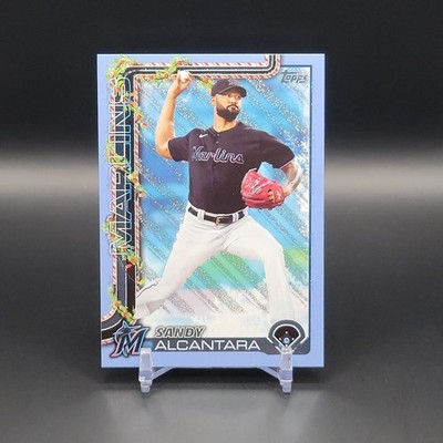 2025 Topps Holiday Sandy Alcantara Light Blue & White Glitter #H144 Marlins