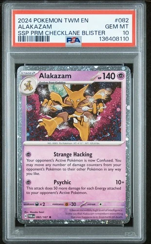 2024 POKEMON TWM EN-TWILIGHT MASQUERADE #082 ALAKAZAM PSA 10