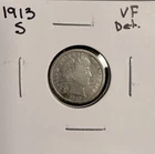1913-S Barber Dime, VF Details. (19610)
