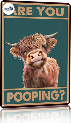 Western & Highland Cow Gifts Funny Highland Cow Are You Pooping Vintage Tin Sign
