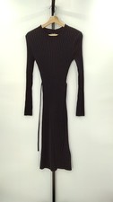 Quince Women Cotton Cashmere Ribbed Long Sleeve Crew Midi Dress Black M